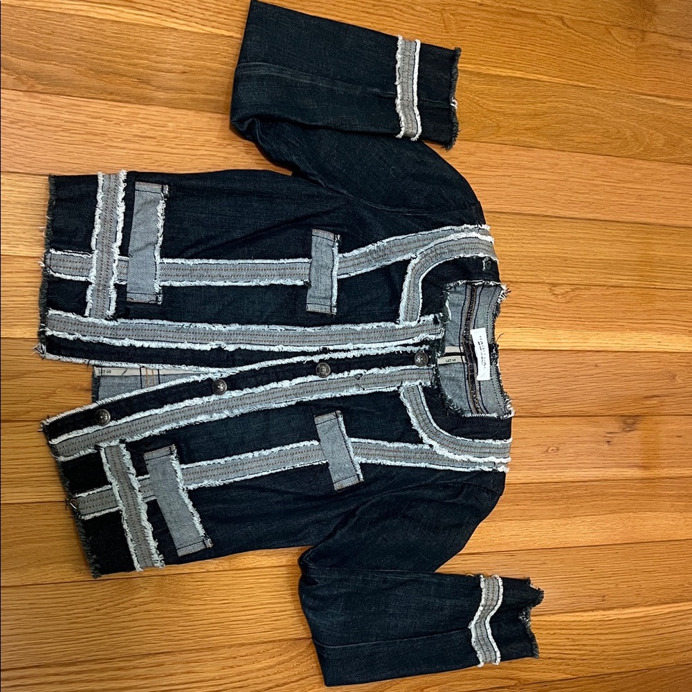 Habitual Dark Blue Jean Jacket with White Accents